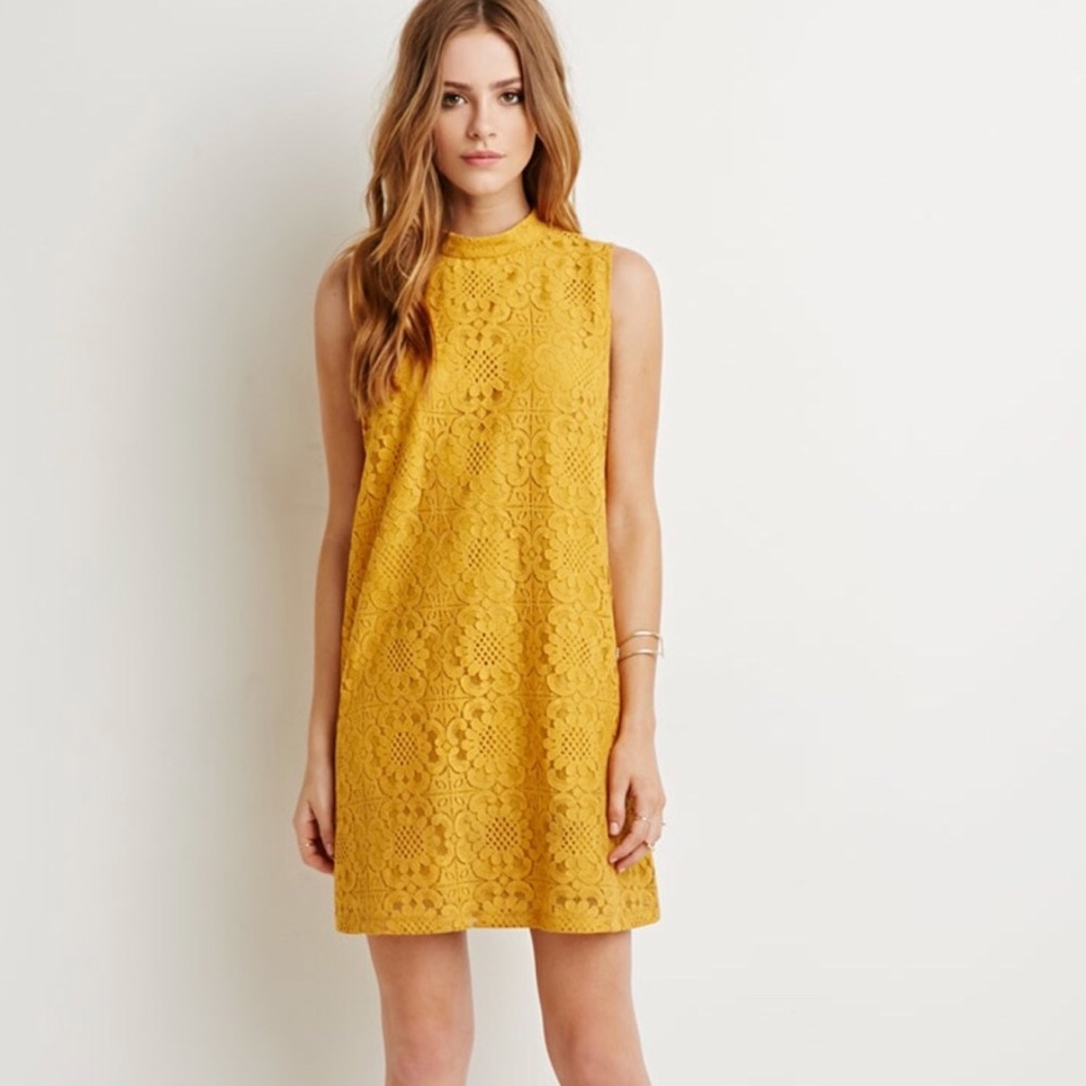 Forever 21 Mustard Yellow Lace Dress